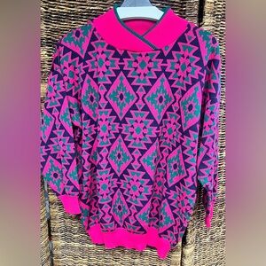 Euro-Flash,Vibrant Geometric Vintage Sweater “One size fits all” Approx. Large